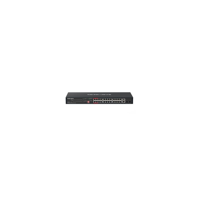 Switch poe+ no gestionable mercusys ms128gp 28p 28xrj45 1gb 24xpoe+ 2xsfp gb 295w 250m