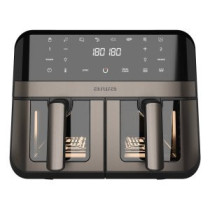 Freidora por aire aiwa futago afr-9000 9l 2400w 8 programas doble cesta y ventana acero