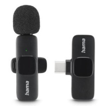 Microfono hama smart wireless gadget usb-c cancelacion ruido ia patron omnidireccional pinza negro