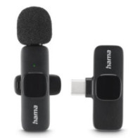 Microfono hama smart wireless gadget usb-c cancelacion ruido ia patron omnidireccional pinza negro