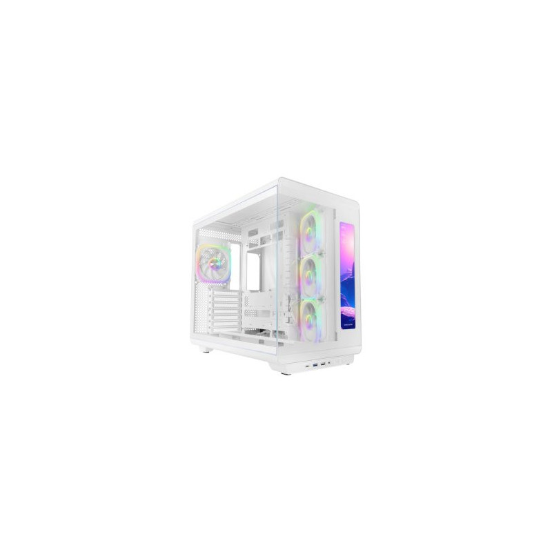 Caja atx mars gaming mc-revmaxw pantalla lcd 11.8\ cristal templado 4x ventiladores argb blanco"