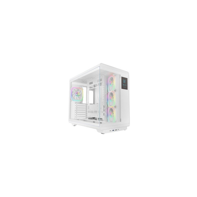 Caja atx mars gaming mc-revpro pantalla lcd 4.3\ cristal templado 4x ventiladores argb blanco"