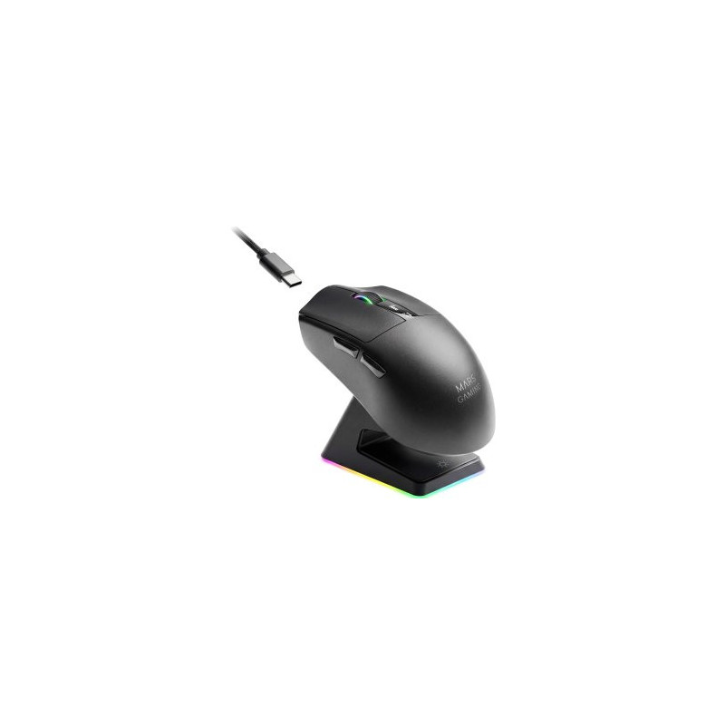 Mouse mars gaming wireless y bluetooth mmw-elite tri-mode 2.4ghz bt 5.4 6 botones 20000 dpi negro