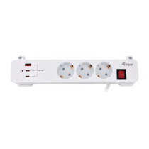 Regleta alimentacion equip 245556 con abrazadera 3 tomas schuko 2xusb-c 1xusb-a 20w blanco