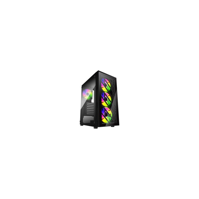Caja atx fsp cmt192 cristal templado 4 ventiladores rgb fijo disipador max 160mm gpu max 285mm negro