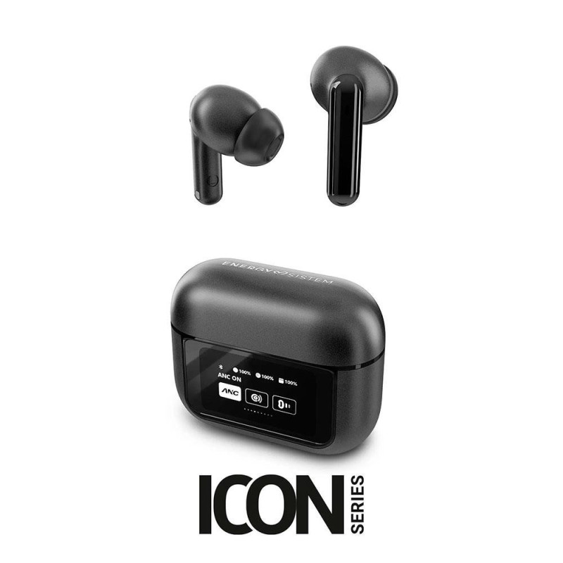 Auriculares Inalambricos Bluetooth Energy Sistem Display ANC / Cancelacion de ruido / IPX5 / Pantalla en estuche / Negro / 4591…