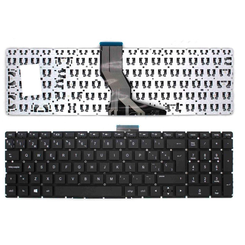 Teclado compatible para portátil HP Pavilion 15-ab / 15-bs / 15q-bd / 15-cc / 809031-071 / Teclas redondas / Intro grande / Neg…