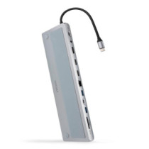 Hub 12 en 1 Type-c / 2xHDMI 4K / DP 4K / 3x USB 3.0 / Type-C 3.0 / Type-C PD 100W /  RJ-45 / SD / MicroSD / Nanocable / Gris /…