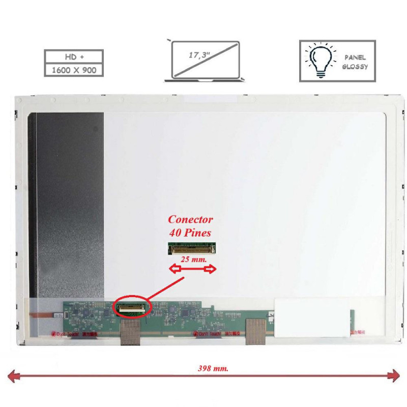 Pantalla para portátil LED 17.3\ 40 Pines 1600x900 Brillo"