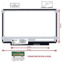 Pantalla compatible para portátil LED 11.6\ SLIM 40 Pines HD Brackets laterales 16cm"