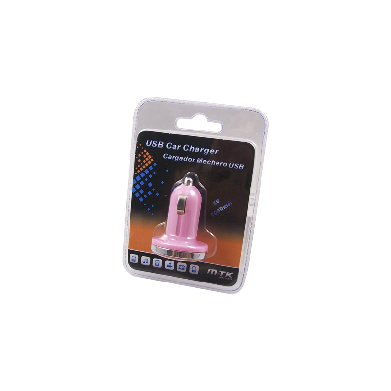 Cargador de coche-mechero Usb / 5v 1a / Rosa / Mtk