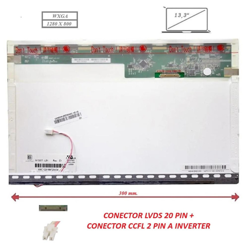 Pantalla compatible para portátil LCD 13.3\ 20 Pines WXGA"