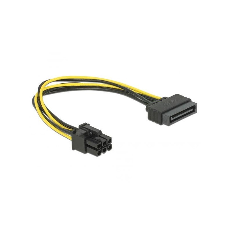 Cable Alimentacion Tarjeta gráfica Sata Hembra a 6 pines pci-e / 20cm / Delock 82924