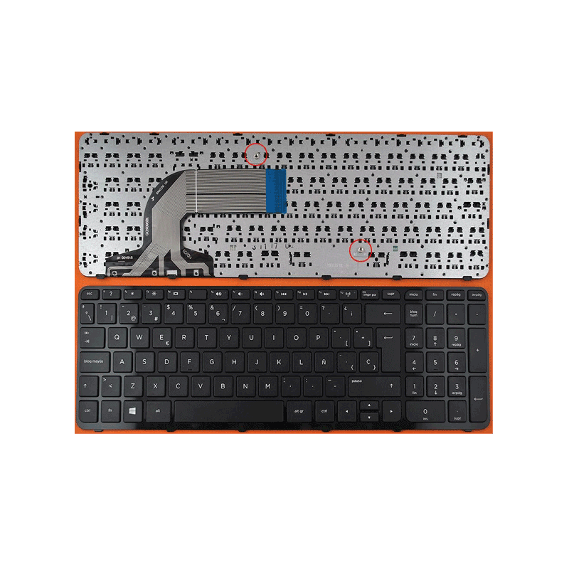 Teclado compatible para portátil HP Pavilion 15-e / 15-n / 250 g3 / 17-e / 15-r / negro win8 con marco