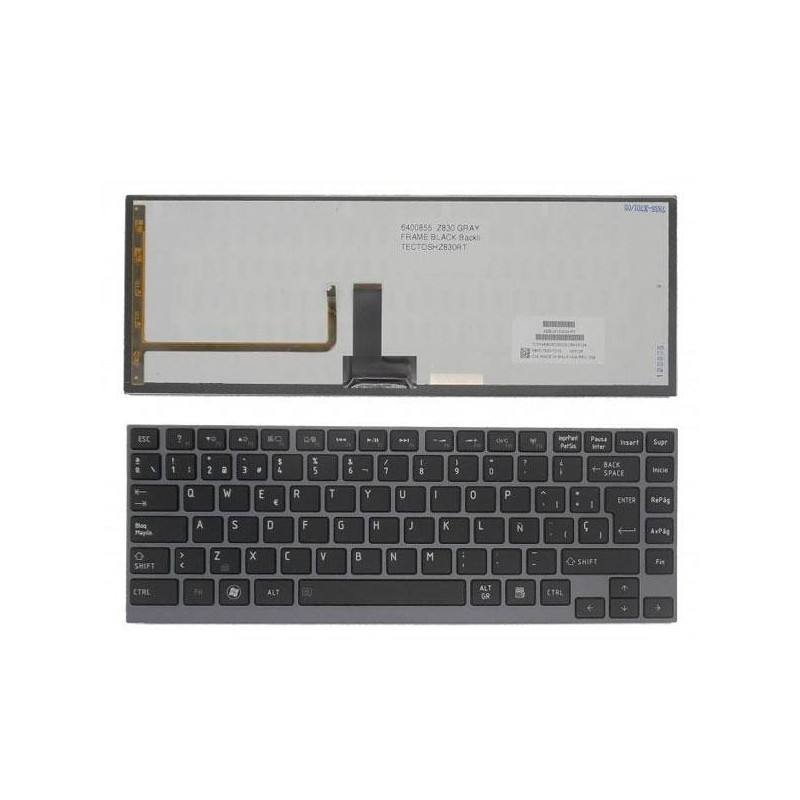 Teclado compatible para portátil TOSHIBA portege R700 / r830 / z830 / u800 / u940 Retroiluminado