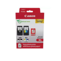 Tinta Original Canon Pack PG560XL + CL561XL + 50 Hojas de papel Fotografico