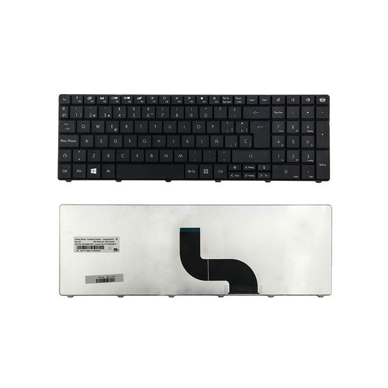 Teclado compatible para portátil PACKARD BELL Le11 / Le11bz / Te11bz / Te11hc / Te69kb / negro