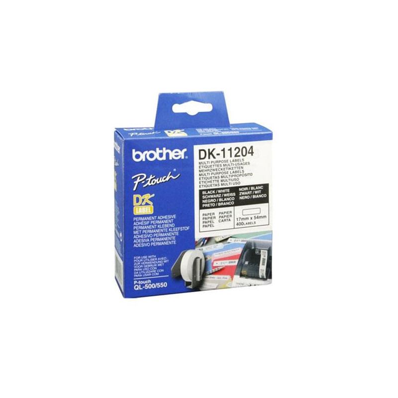 Etiquetas Original Brother DK11204 17x54 mm Texto negro sobre fondo blanco