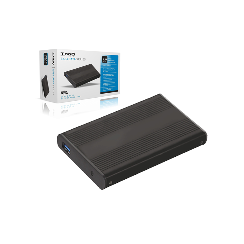 Caja externa aluminio 2.5 USB 3.0 Sata Tooq Negra 9.5mm TQE-2524B