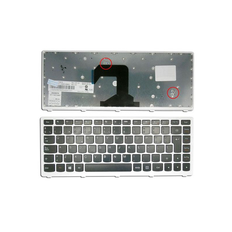 Teclado compatible para portátil LENOVO S400 negro marco blanco