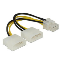 Cable molex gráfica 2x5.25 a 6 pines pci-e / 15cm / Delock 82315