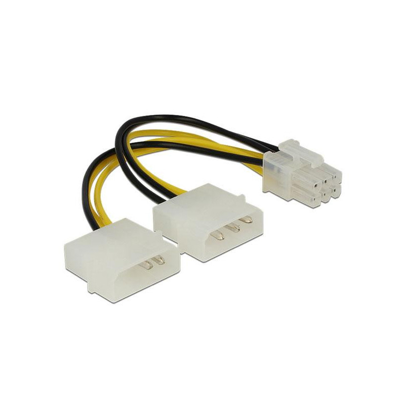 Cable molex gráfica 2x5.25 a 6 pines pci-e / 15cm / Delock 82315