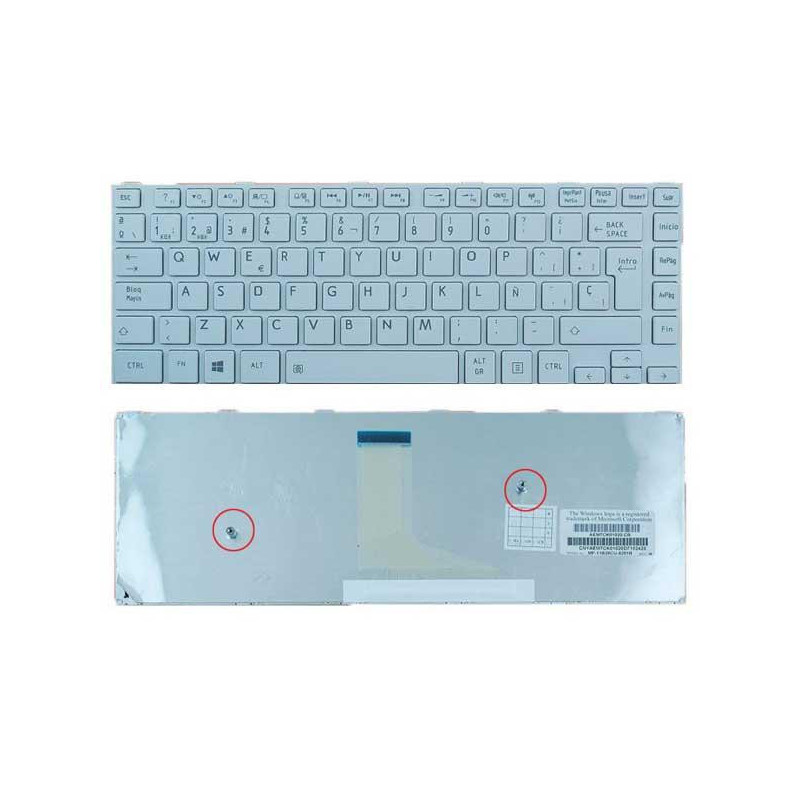 Teclado compatible para portátil TOSHIBA l40-a  blanco