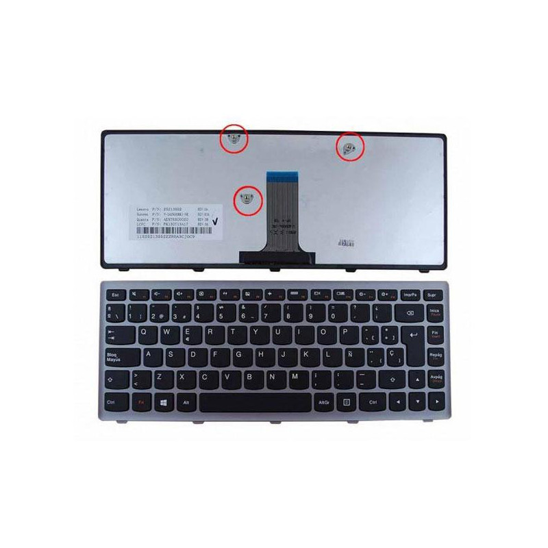 Teclado compatible para portátil LENOVO IdeaPad flex 14  / s410p / g400s con marco gris