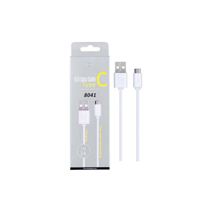 Cable datos USB 2.0 a Type-C / 1m / 2.4a / 8041 / Blanco / One+