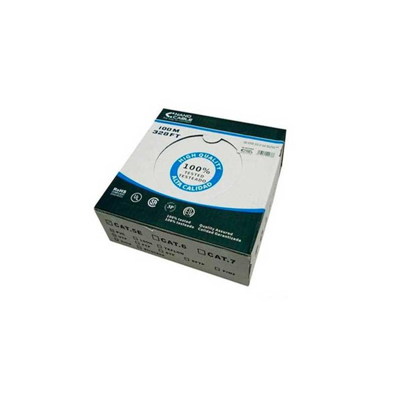 Bobina 100 metros interior Cat.5e UTP flexible awg24 / Gris / Nanocable / 10.20.0302-flex