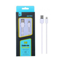 Cable datos USB 2.0 a Lightning iPhone 5-12 / 3m / 2.4a / AA104  / Blanco / One+