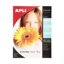 Papel Fotografico Apli A4 / 180 gr./ 100 Hojas / Acabado brillante / 11475