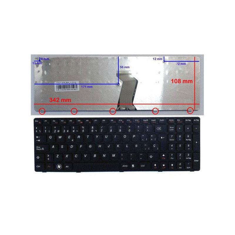 Teclado compatible para portátil LENOVO IdeaPad g570 / g575 / z560 / z565 negro