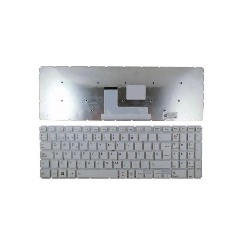 Teclado compatible para portátil TOSHIBA Satellite l50-b blanco sin marco