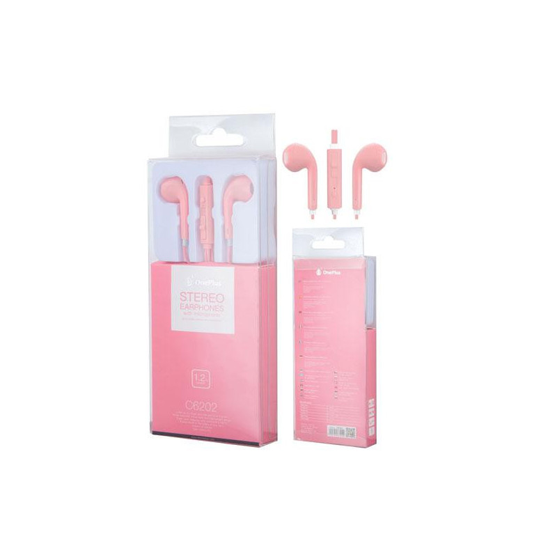 Auriculares con Microfono Intrauricular C6202 Air Rosa / Sin silicona / Jack 3.5mm / One+