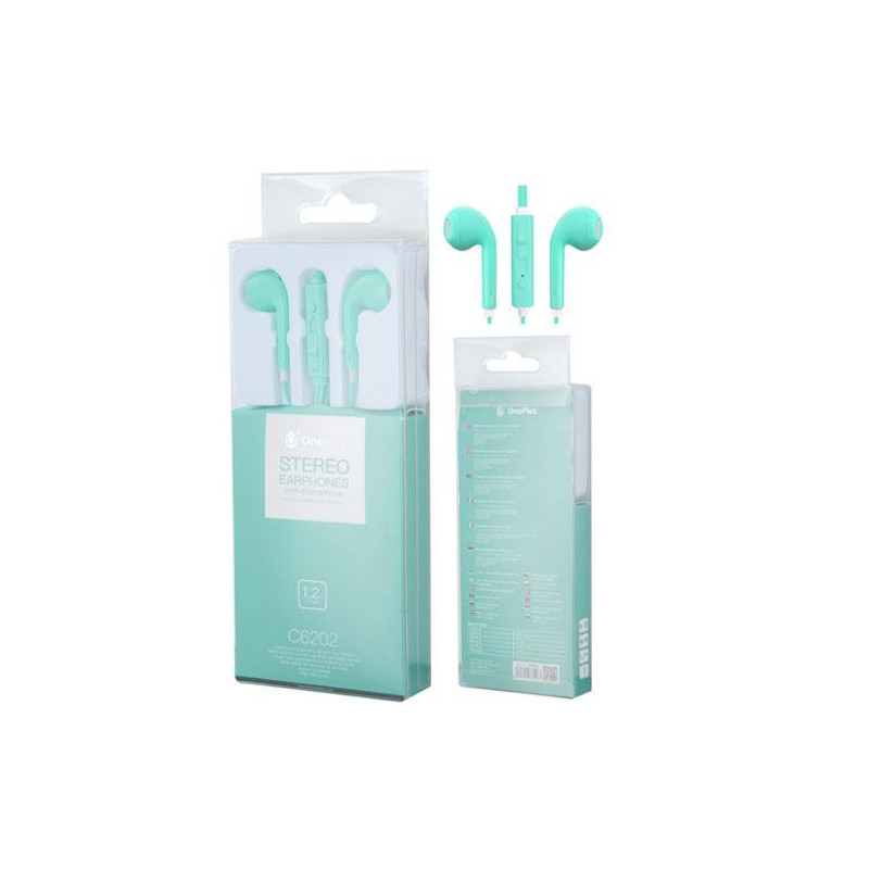 Auriculares con Microfono Intrauricular C6202 Air Verde / Sin silicona / Jack 3.5mm / One+