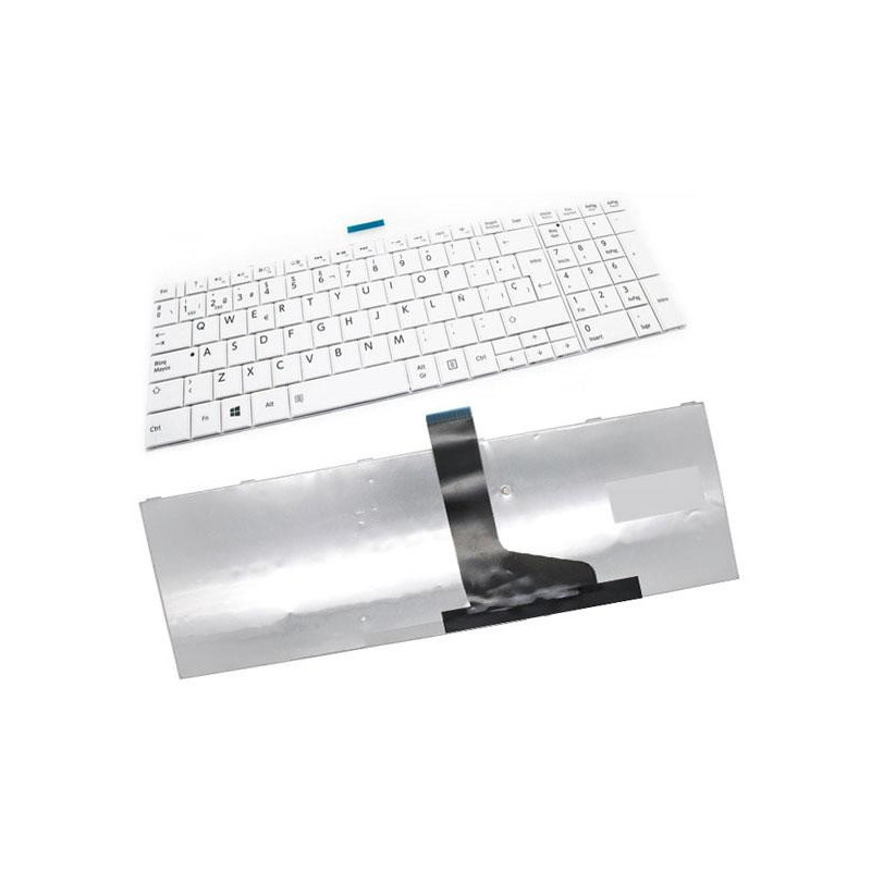 Teclado compatible para portátil TOSHIBA c850/c855/c870/l850/l855 /l950 blanco sin marco