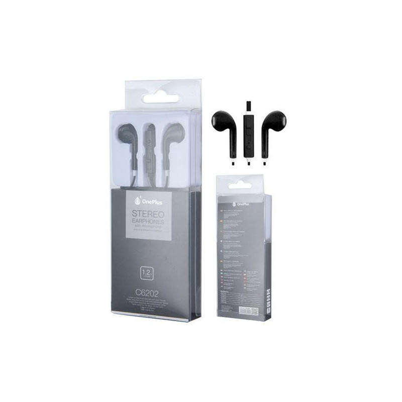 Auriculares con Microfono Intrauricular C6202 Air Negro / Sin silicona / Jack 3.5mm / One+