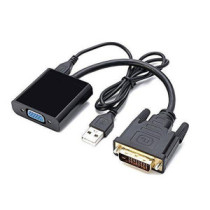 Conversor DVI-D 24+1 a VGA + USB alimentacion 10cm M/H / Nanocable 10.16.2008-bk