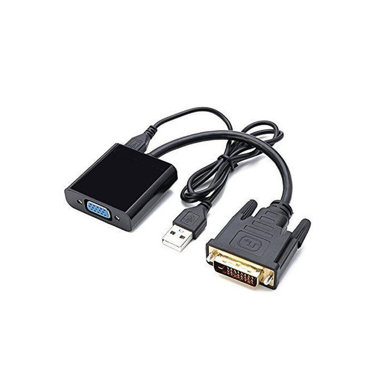 Conversor DVI-D 24+1 a VGA + USB alimentacion 10cm M/H / Nanocable 10.16.2008-bk