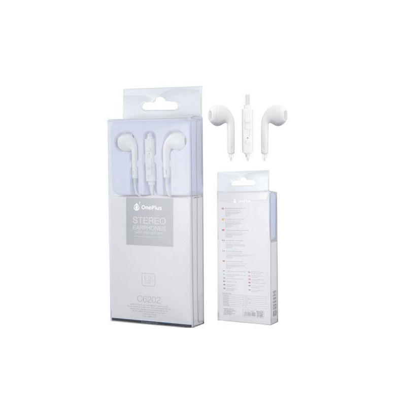 Auriculares con Microfono Intrauricular C6202 Air Blanco / Sin silicona / Jack 3.5mm / One+