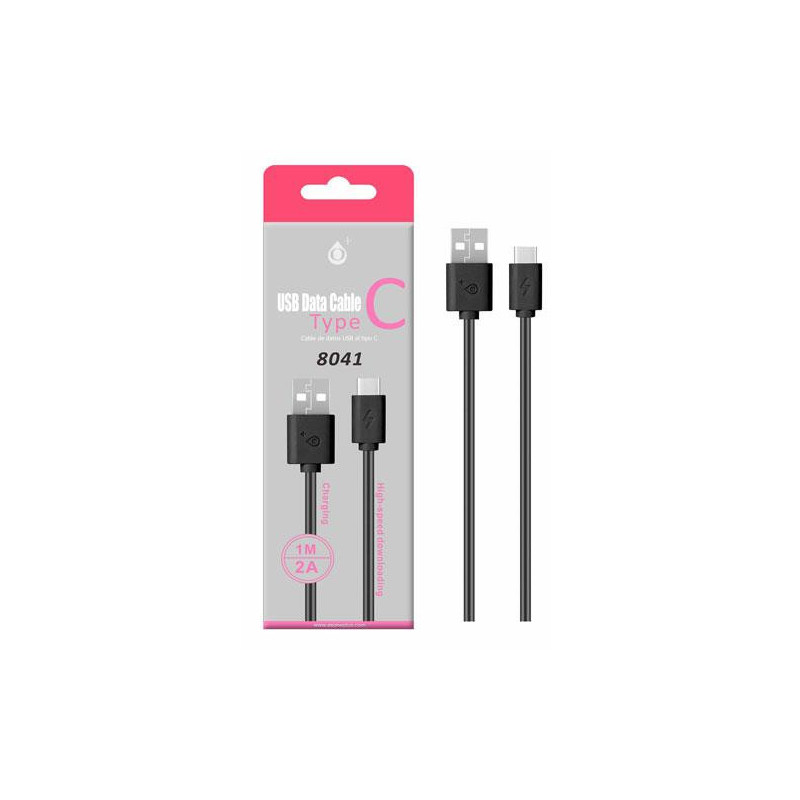 Cable datos USB 2.0 a Type-C / 1m / 2.4a / 8041 / Negro / One+