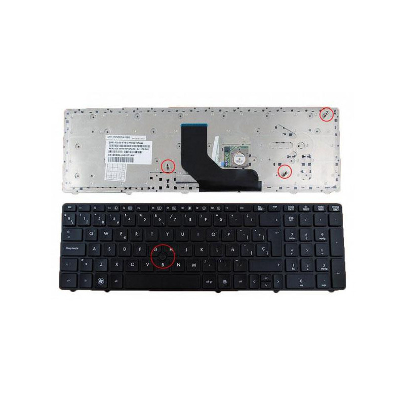 Teclado compatible para portátil HP Probook 6570b /6560b/ Elitebook 8570p + pointstick negro