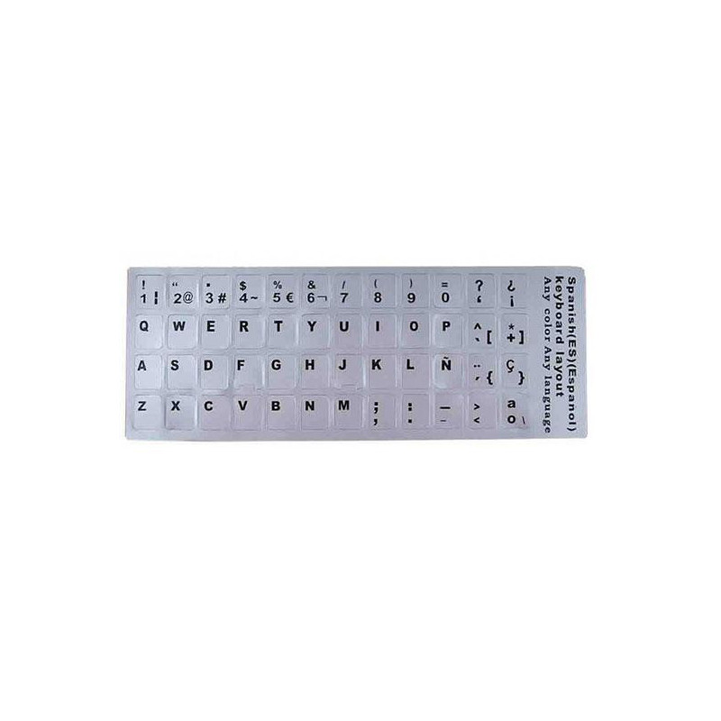 Pegatina en castellano teclados plata