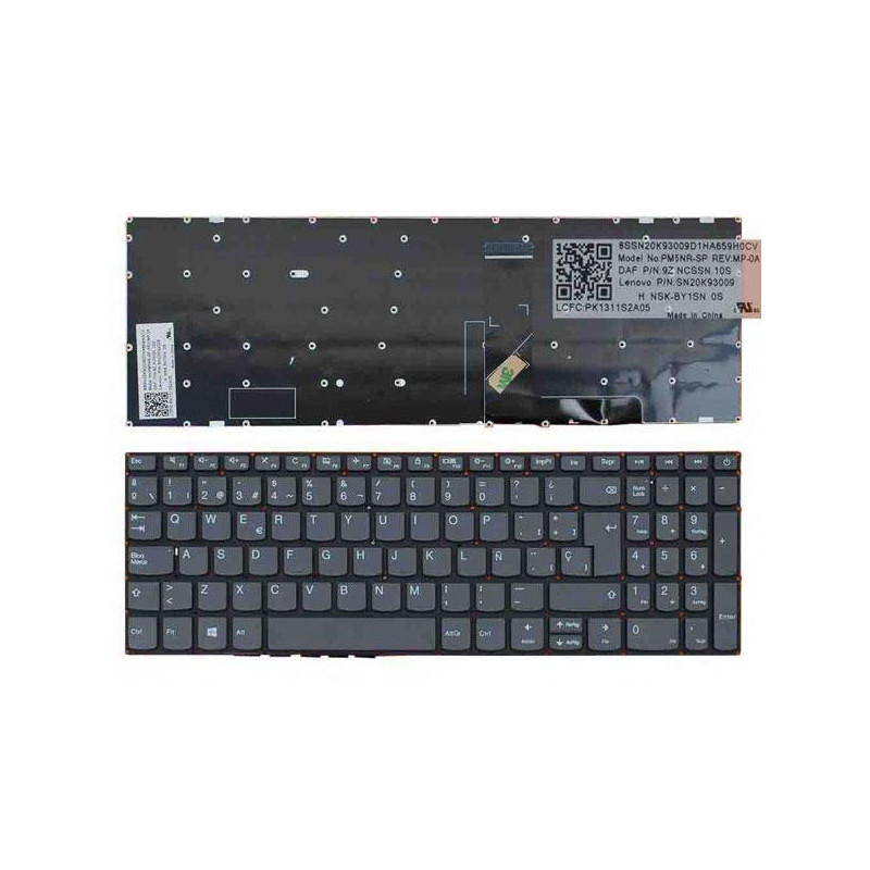 Teclado compatible para portátil LENOVO IdeaPad 320-15abr / 320-15ast / 320-15isk / sn20k82487 / sin marco / Win 8 / Gris