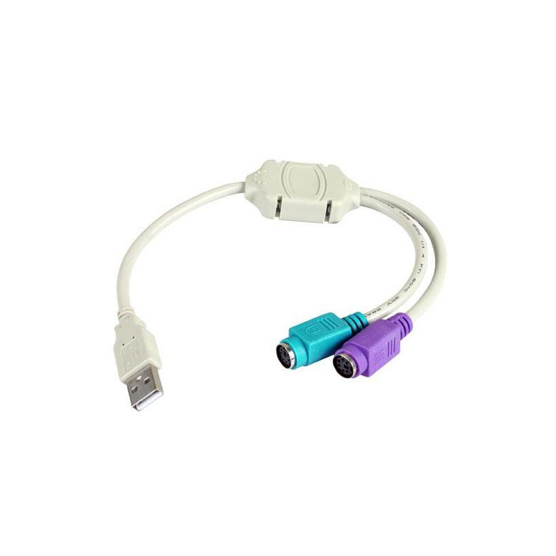 Cable adaptador USB a 2 entradas PS/2 Hembra / 3go / C101
