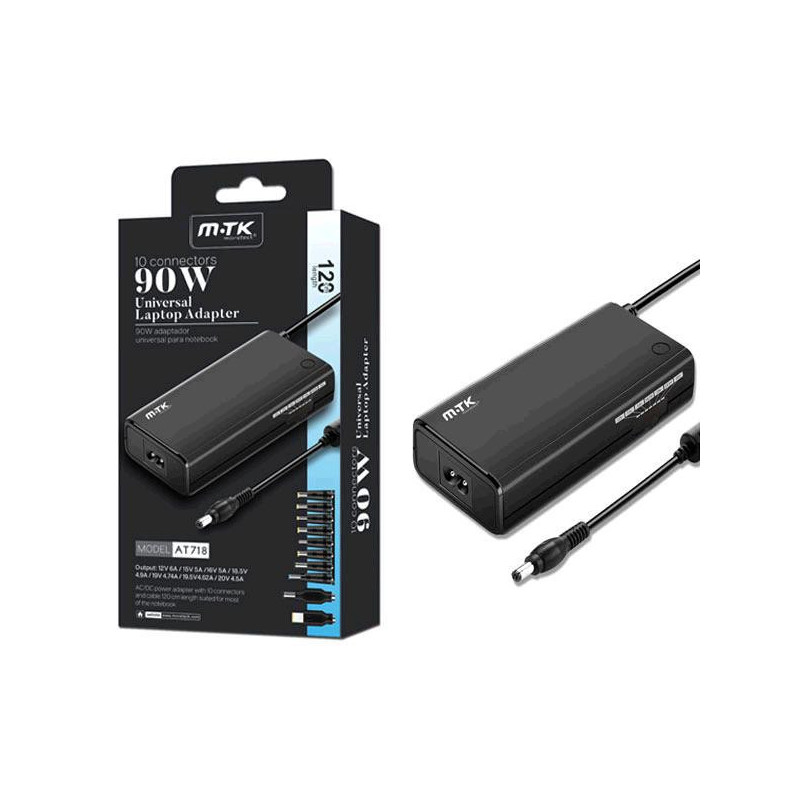 Cargador para portátil universal manual AT718 90W 10 conectores 1.2m