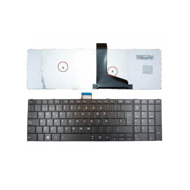 Teclado compatible para portátil TOSHIBA Satellite S50 / S50-a / C75d / C75d-a / Negro / Sin marco