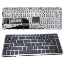 Teclado compatible para portátil HP Elitebook + Pointstick 745 / 750 / 755 / 840 / 850 g2 / Negro marco plata