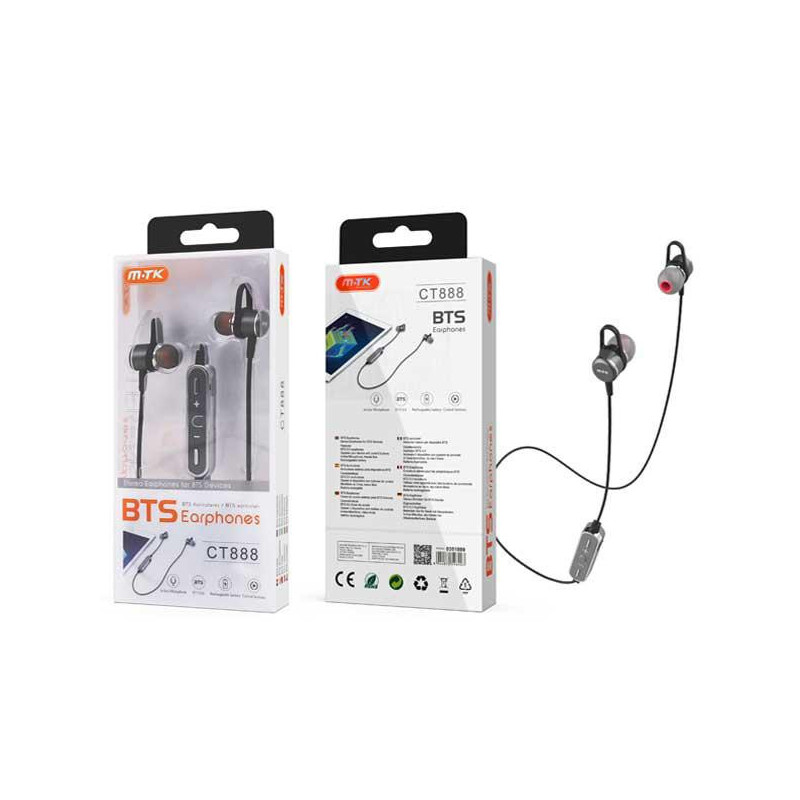 Auriculares Metal Grimer Ct888 / Bluetooth 5.0 / Rellamada / Gris / Mtk